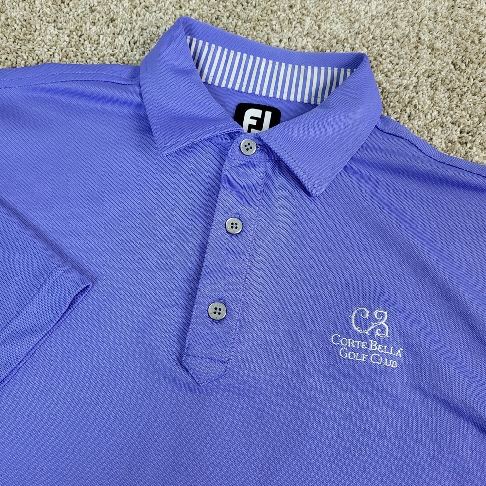 FootJoy Mens Large Solid Purple Performance Stretch Golf‎ Polo Short Sleeve